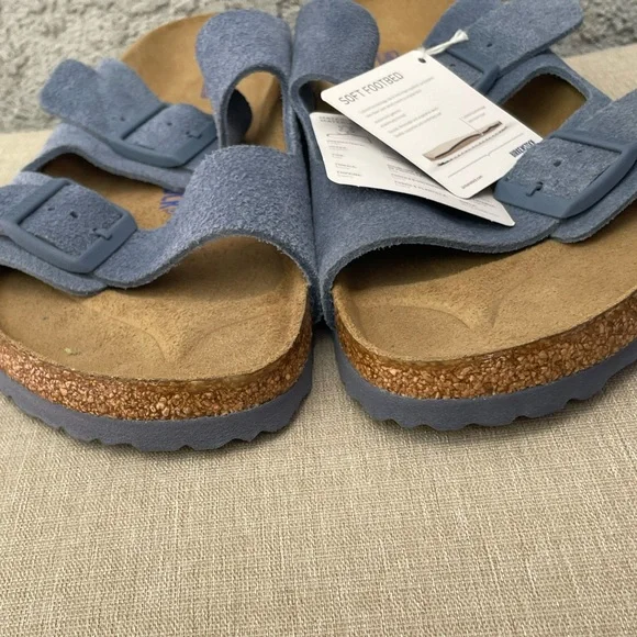 Mens Birkenstock Arizona Soft Footbed Suede Leather Sandal Size 11 - Picture 8 of 11